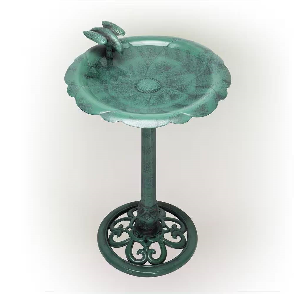 Outdoor Polypropylene Weather Resistant Bird Bath in Dark Green Finish LuxuryLifeWay Online Store