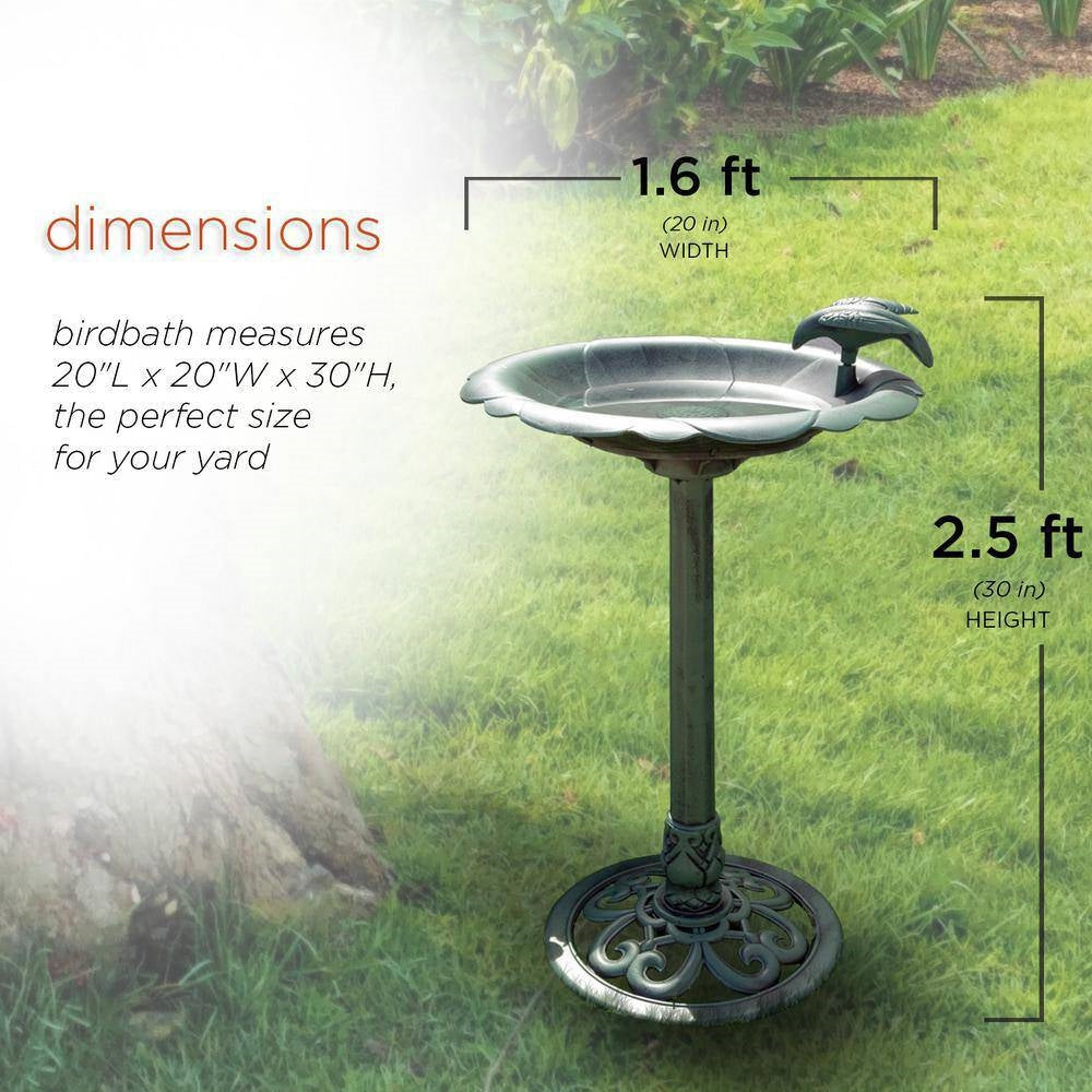 Outdoor Polypropylene Weather Resistant Bird Bath in Dark Green Finish LuxuryLifeWay Online Store