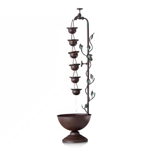 Outdoor Indoor 6-Tier Hanging Cups Water Fountain in Bronze Finish LuxuryLifeWay Online Store