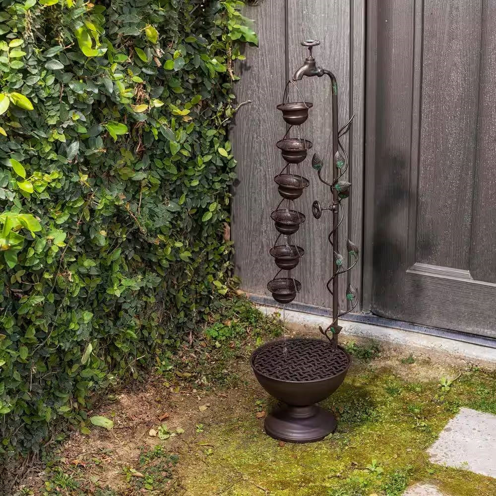 Outdoor Indoor 6-Tier Hanging Cups Water Fountain in Bronze Finish LuxuryLifeWay Online Store