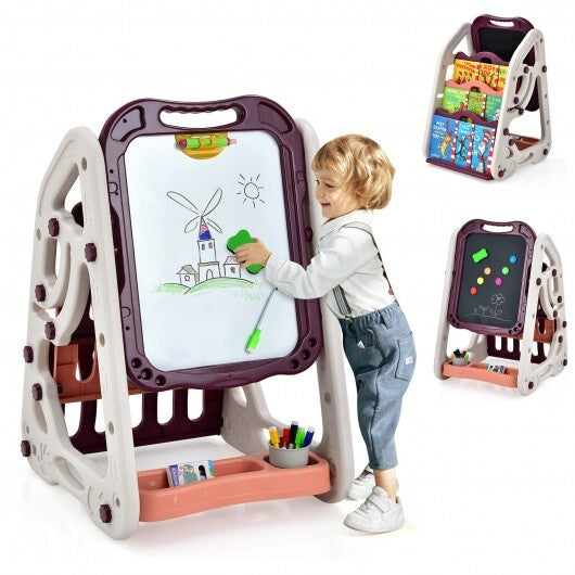 3-in-1 Kids Art Easel Double-Sided Tabletop Easel with Art Accessories-Red - Color: Red LuxuryLifeWay Online Store