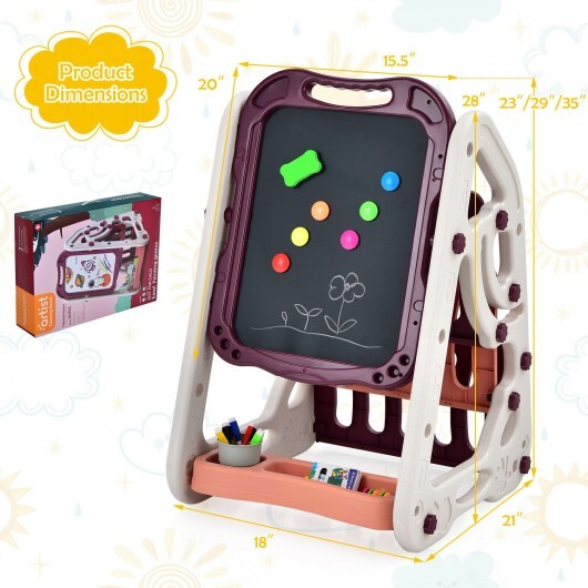 3-in-1 Kids Art Easel Double-Sided Tabletop Easel with Art Accessories-Red - Color: Red LuxuryLifeWay Online Store