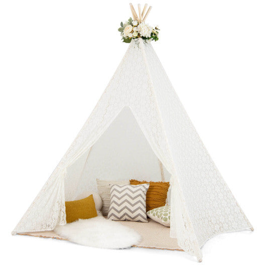Lace Teepee Tent with Colorful Light Strings for Children LuxuryLifeWay Online Store