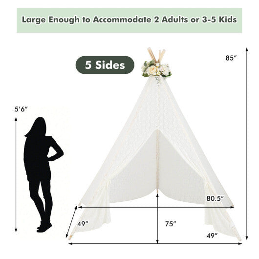 Lace Teepee Tent with Colorful Light Strings for Children LuxuryLifeWay Online Store