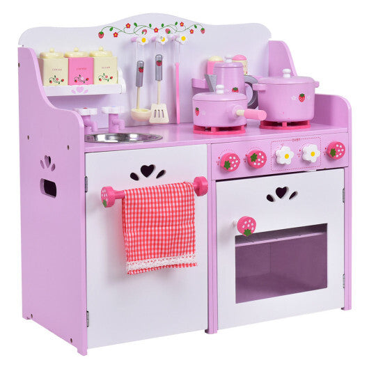 Kids Wooden Kitchen Toy Strawberry Pretend Cooking Playset LuxuryLifeWay Online Store