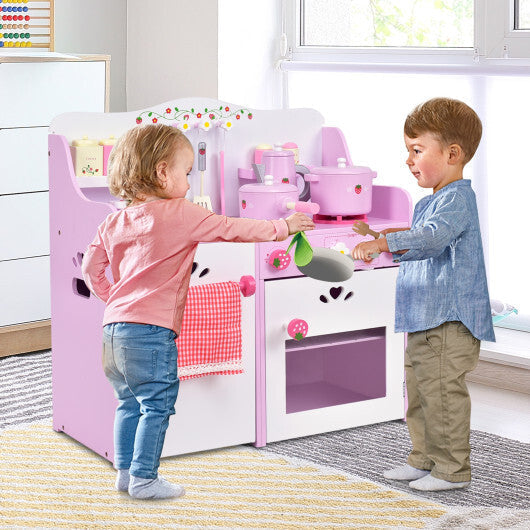 Kids Wooden Kitchen Toy Strawberry Pretend Cooking Playset LuxuryLifeWay Online Store