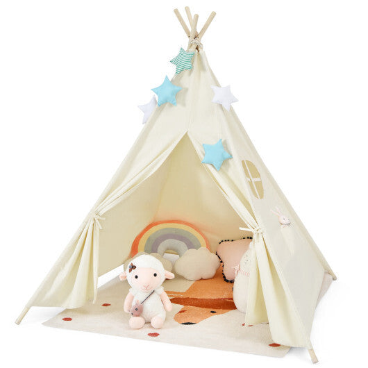 Foldable Kids Canvas Teepee Play Tent - Color: Beige LuxuryLifeWay Online Store