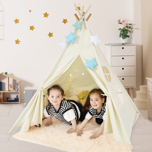 Foldable Kids Canvas Teepee Play Tent - Color: Beige LuxuryLifeWay Online Store