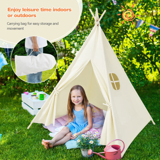 Foldable Kids Canvas Teepee Play Tent - Color: Beige LuxuryLifeWay Online Store