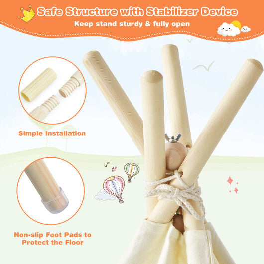 Foldable Kids Canvas Teepee Play Tent - Color: Beige LuxuryLifeWay Online Store