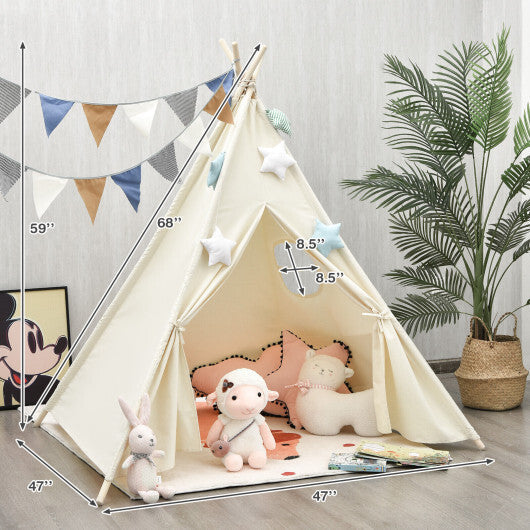 Foldable Kids Canvas Teepee Play Tent - Color: Beige LuxuryLifeWay Online Store