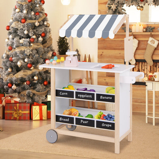Kids Wooden Ice Cream Cart with Chalkboard and Storage for over 3 Years Old-White - Color: White LuxuryLifeWay Online Store