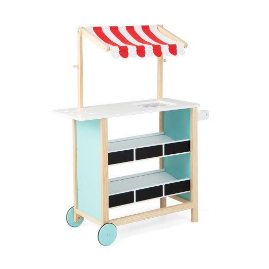 Kids Wooden Ice Cream Cart with Chalkboard and Storage-Red LuxuryLifeWay Online Store
