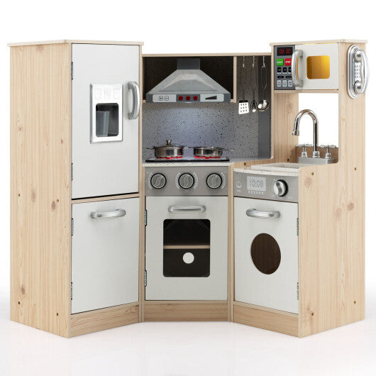 Kids Corner Wooden Kitchen Playset with Cookware Accessories LuxuryLifeWay Online Store