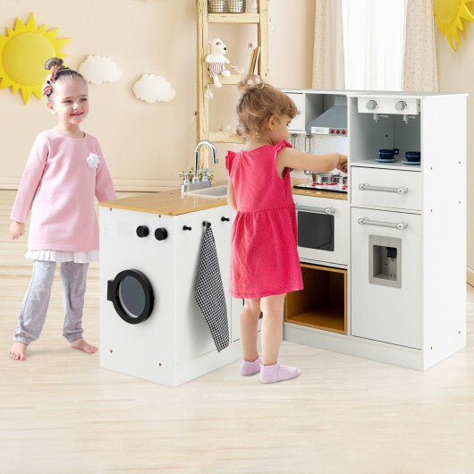 2-Pieces Wooden Kids Kitchen Playset with Light and Sound LuxuryLifeWay Online Store