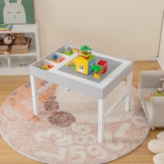 3 in 1 Wooden Kids Table with Storage and Double-Sided Tabletop-White LuxuryLifeWay Online Store