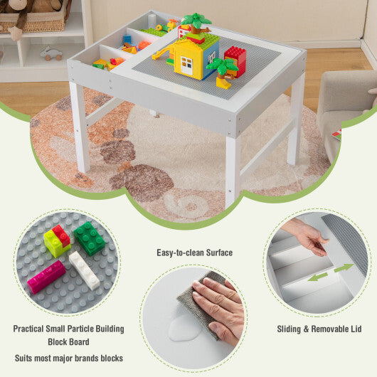 3 in 1 Wooden Kids Table with Storage and Double-Sided Tabletop-White LuxuryLifeWay Online Store