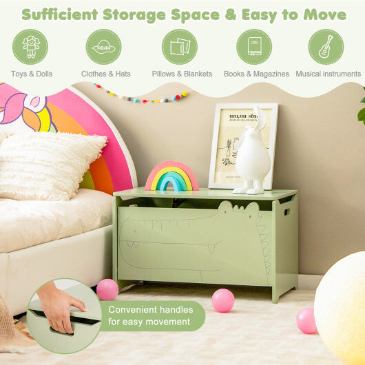 Wooden Kids Toy Box with Safety Hinge-Green LuxuryLifeWay Online Store