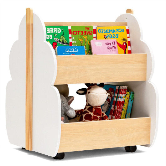Kids Wooden Bookshelf with Universal Wheels-Gray LuxuryLifeWay Online Store