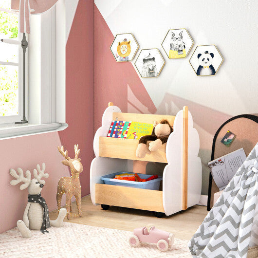 Kids Wooden Bookshelf with Universal Wheels-Gray LuxuryLifeWay Online Store
