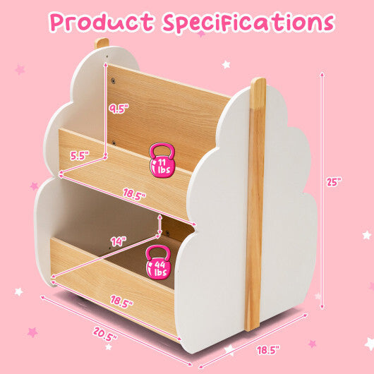 Kids Wooden Bookshelf with Universal Wheels-Gray LuxuryLifeWay Online Store