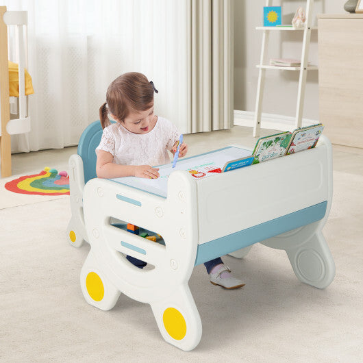 Kids Drawing Table and Chair Set with Watercolor Pens and Blackboard Eraser-Brown LuxuryLifeWay Online Store
