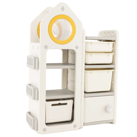 Multipurpose Toy Chest and Bookshelf with Mobile Trolley for Bedroom-Gray LuxuryLifeWay Online Store