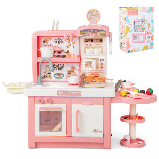 Kids Play Kitchen Toy with Stove Sink Oven with Light and Sound-Pink LuxuryLifeWay Online Store
