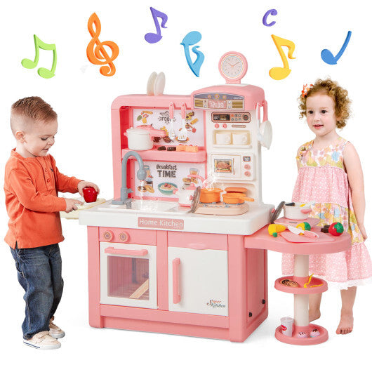 Kids Play Kitchen Toy with Stove Sink Oven with Light and Sound-Pink LuxuryLifeWay Online Store