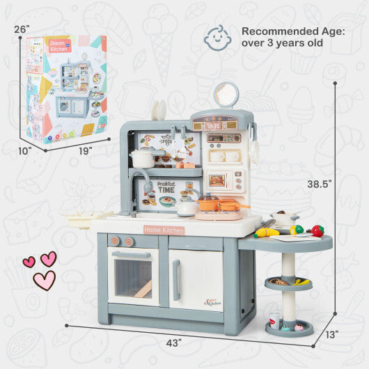 Kids Play Kitchen Toy with Stove Sink Oven with Light and Sound-Pink LuxuryLifeWay Online Store
