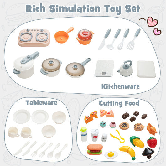 Kids Play Kitchen Toy with Stove Sink Oven with Light and Sound-Pink LuxuryLifeWay Online Store