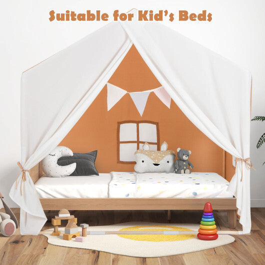 Kid's Play Tent with Washable Cotton Mat and Flag Banner-Orange LuxuryLifeWay Online Store