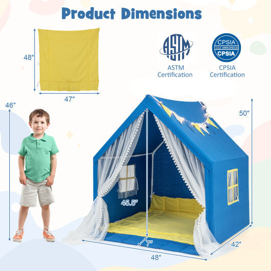 48 x 42 x 50 Inch Large Play Tent with Washable Cotton Mat Holiday Birthday Gift for Kids-Beige LuxuryLifeWay Online Store