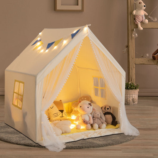 48 x 42 x 50 Inch Large Play Tent with Washable Cotton Mat Holiday Birthday Gift for Kids-Beige LuxuryLifeWay Online Store