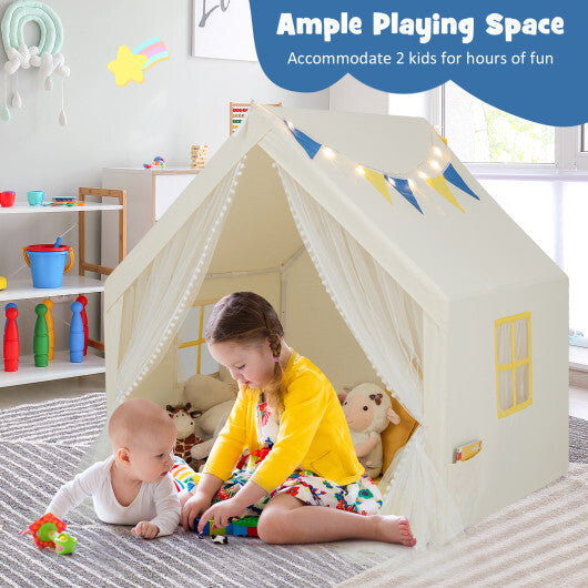 48 x 42 x 50 Inch Large Play Tent with Washable Cotton Mat Holiday Birthday Gift for Kids-Beige LuxuryLifeWay Online Store