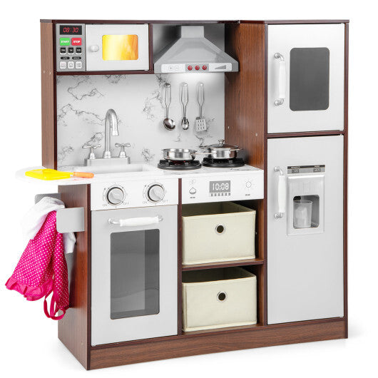Kids Modern Toy Kitchen Playset with Attractive Lights and Sounds-Coffee LuxuryLifeWay Online Store