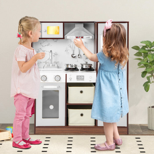 Kids Modern Toy Kitchen Playset with Attractive Lights and Sounds-Coffee LuxuryLifeWay Online Store