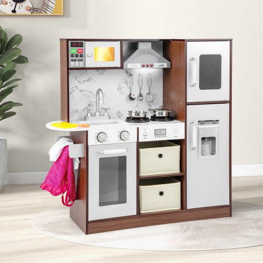 Kids Modern Toy Kitchen Playset with Attractive Lights and Sounds-Coffee LuxuryLifeWay Online Store