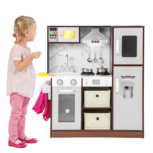 Kids Modern Toy Kitchen Playset with Attractive Lights and Sounds-Coffee LuxuryLifeWay Online Store