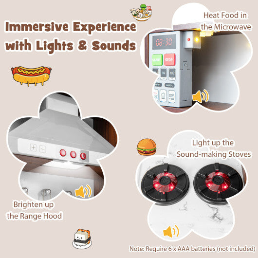 Kids Modern Toy Kitchen Playset with Attractive Lights and Sounds-Coffee LuxuryLifeWay Online Store