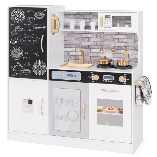 Pretend Play Kitchen with Utensils for Kids Aged 3+-White - Color: White LuxuryLifeWay Online Store