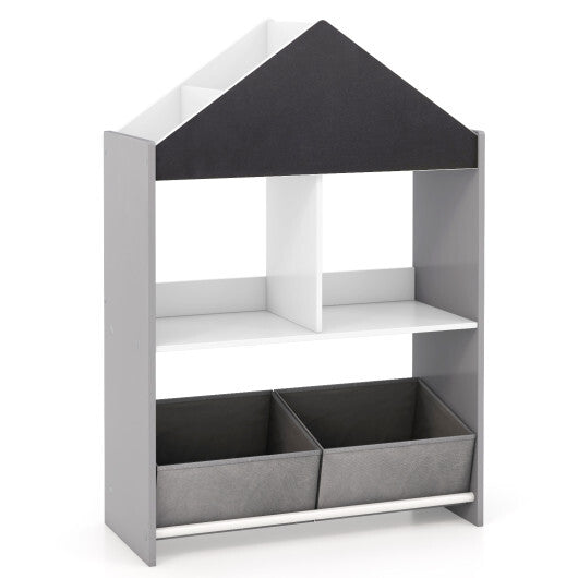 Playhouse Kids Bookshelf with Chalkboard and Whiteboard for 3-6 Years-Gray LuxuryLifeWay Online Store