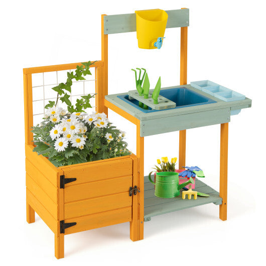 Kids Outdoor Potting Bench with See-Through Window LuxuryLifeWay Online Store