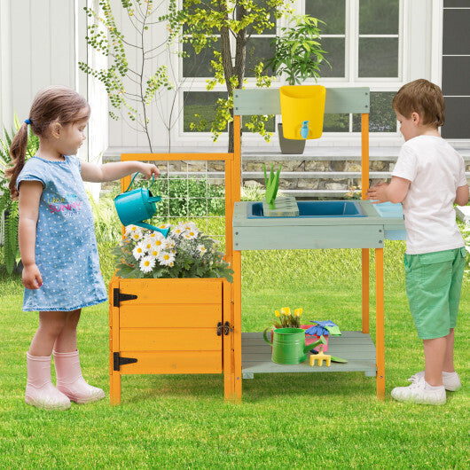 Kids Outdoor Potting Bench with See-Through Window LuxuryLifeWay Online Store