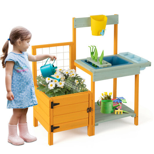 Kids Outdoor Potting Bench with See-Through Window LuxuryLifeWay Online Store