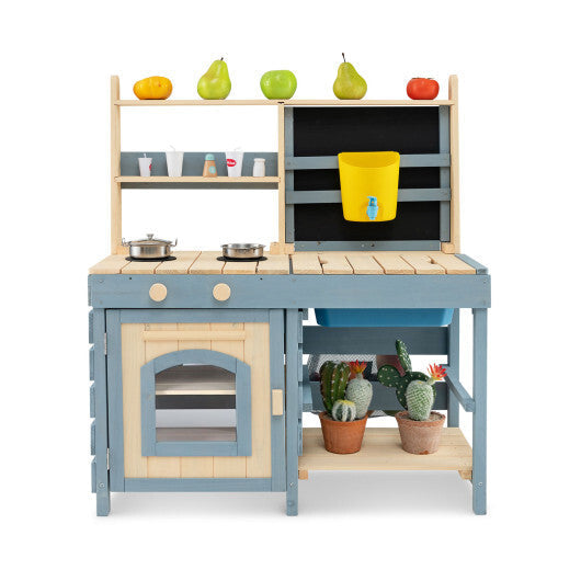 2-In-1 Outdoor Mud Kitchen with Faucet and Extra Chalkboard LuxuryLifeWay Online Store