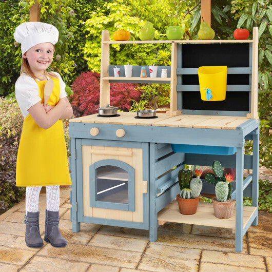 2-In-1 Outdoor Mud Kitchen with Faucet and Extra Chalkboard LuxuryLifeWay Online Store