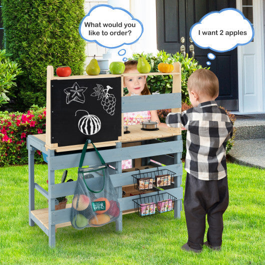 2-In-1 Outdoor Mud Kitchen with Faucet and Extra Chalkboard LuxuryLifeWay Online Store