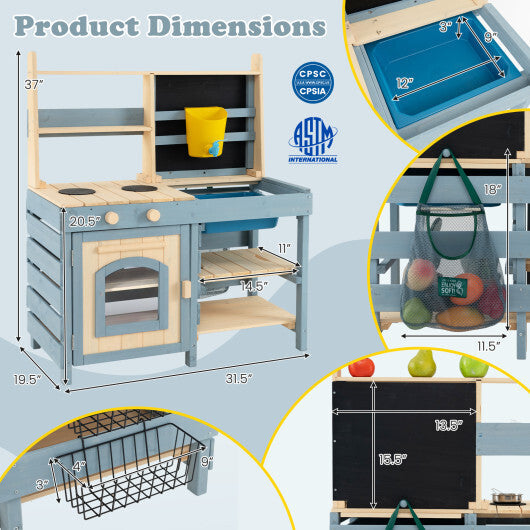 2-In-1 Outdoor Mud Kitchen with Faucet and Extra Chalkboard LuxuryLifeWay Online Store