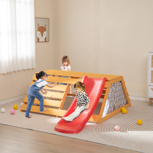 5-in-1 Jungle Gym Wooden Indoor Playground with Slide Rock Climbing Wall Rope Wall Climber LuxuryLifeWay Online Store